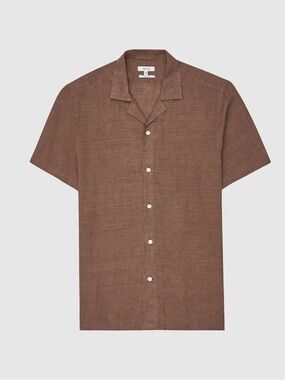 NEW! Reiss Linen Cuban Collar Shirt